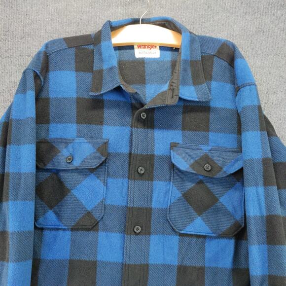Wrangler Authentics Button Up Long Sleeve Shirt Size XLT Blue Plaid - Picture 6 of 10